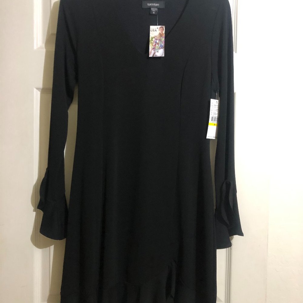 Karen Kane Black Sienna Ruffle Trim Long Sleeve